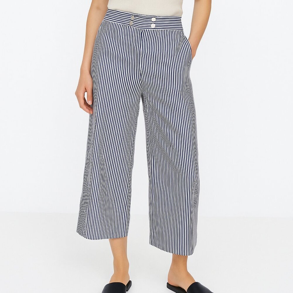 Chico’s Crop Pants 2.5 Nautical French Riviera Preppy Vibes Sz 14 (L) Wide Leg